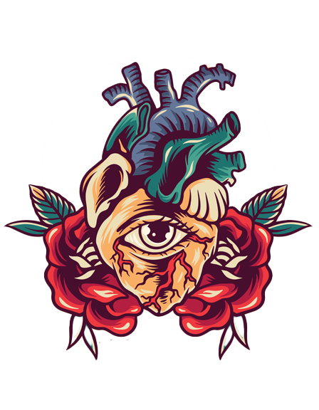 Anatomical heart and eye logo